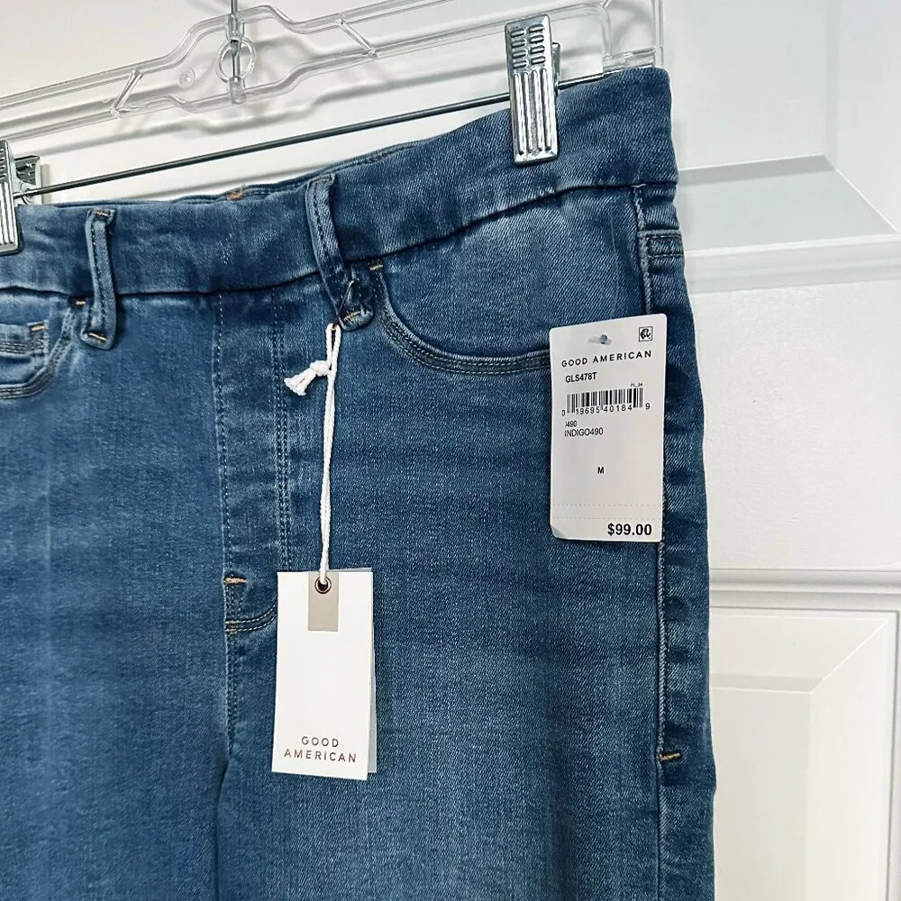 NWT Good American Power Stretch Pull-on Straight Jeans - Picture 7 of 9